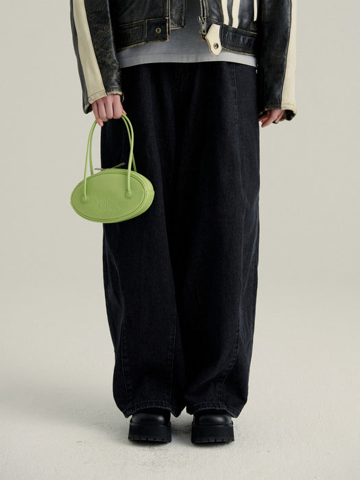 EGG BAG (LEATHER)_green bean crinkle