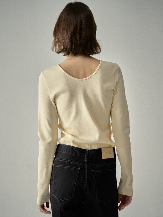 [facade pattern] Scallop Neck Cotton Top (3 colors)