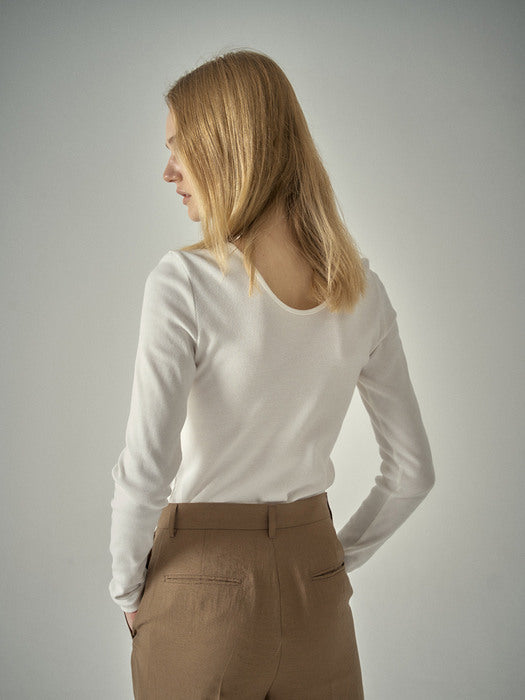 [facade pattern] Scallop Neck Cotton Top (3 colors)