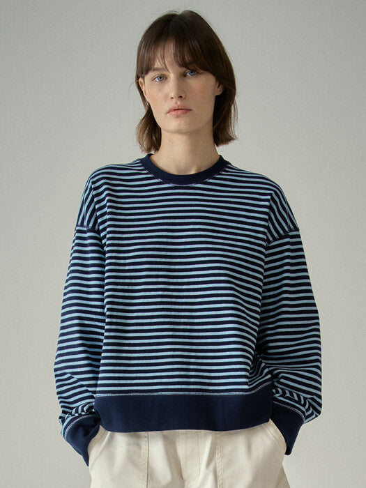 Facade Pattern Relaxed Sweat Shirt navy blue