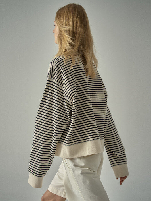 Facade Pattern Relaxed Sweat Shirt cream black