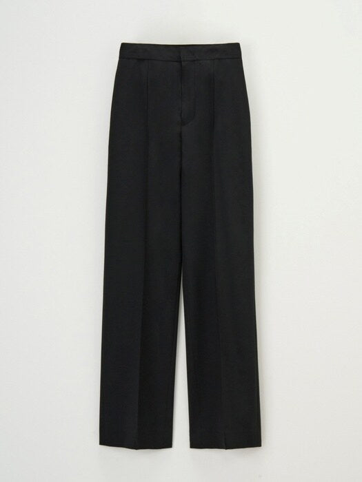 [facade pattern] Straight Summer Wool Pants - Black