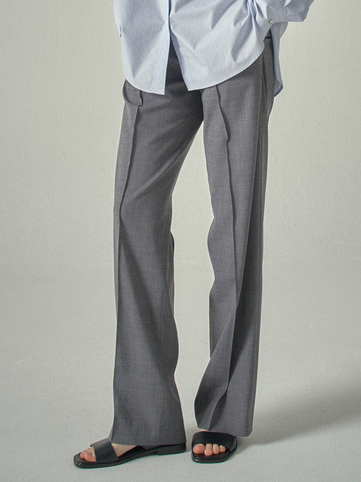 Facade Pattern Straight Summer Wool Pants charcoal