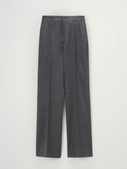 Facade Pattern Straight Summer Wool Pants charcoal