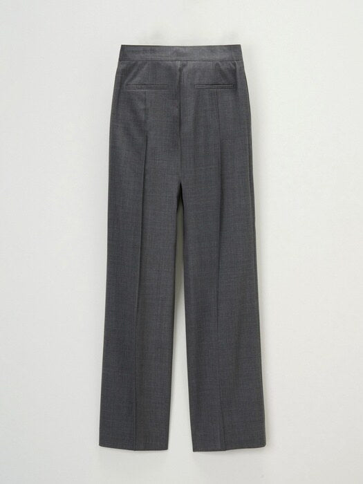 Facade Pattern Straight Summer Wool Pants charcoal