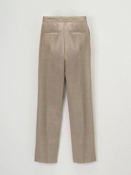 Facade Pattern Straight Summer Wool Pants oatmeal