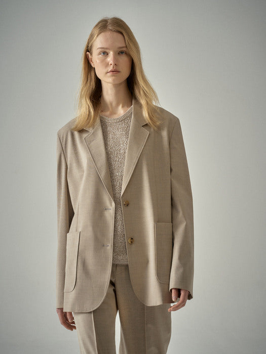 Facade Pattern Summer Wool Relaxed Jacket oatmeal