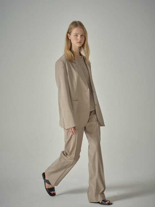 Facade Pattern Summer Wool Relaxed Jacket oatmeal