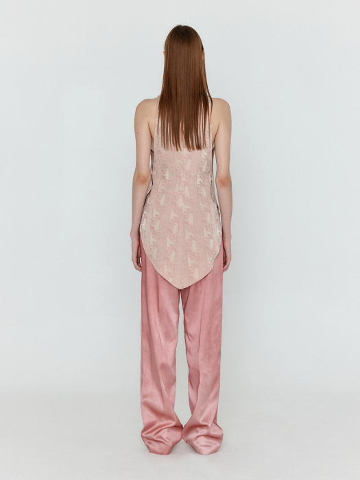 Eenk Wenny Patterned Jacquard Asymmetric Top - Nude Pink