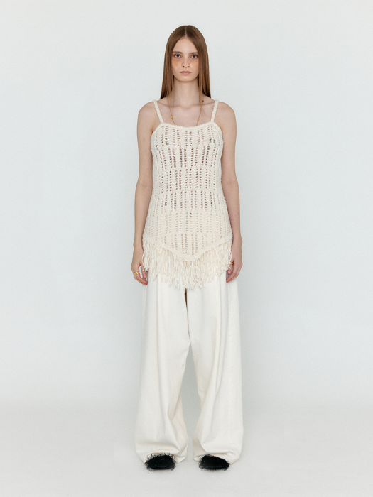 Eenk Wjean Folded Front Wide Denim Pants - Ivory