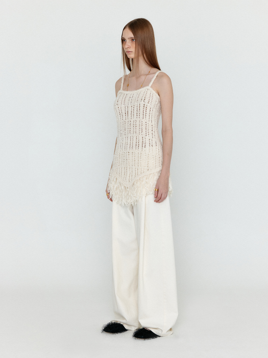 Eenk Wjean Folded Front Wide Denim Pants - Ivory