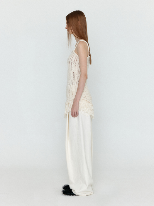 Eenk Wjean Folded Front Wide Denim Pants - Ivory
