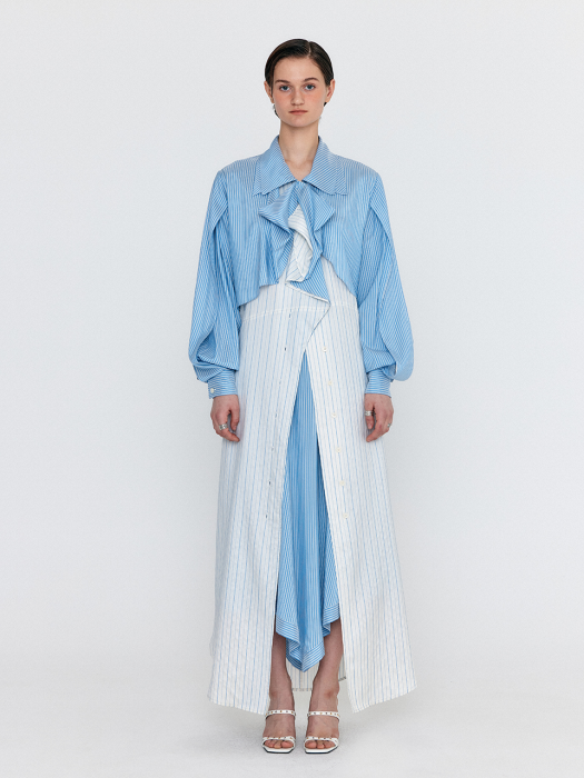 Eenk Wiana Shirt Dress - Skyblue/Ivory Stripe