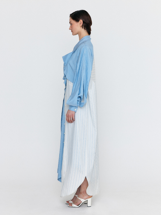 Eenk Wiana Shirt Dress - Skyblue/Ivory Stripe