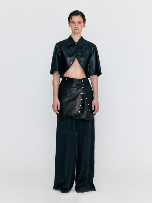 Eenk Wero Buttoned Leather Mini Skirt - Black