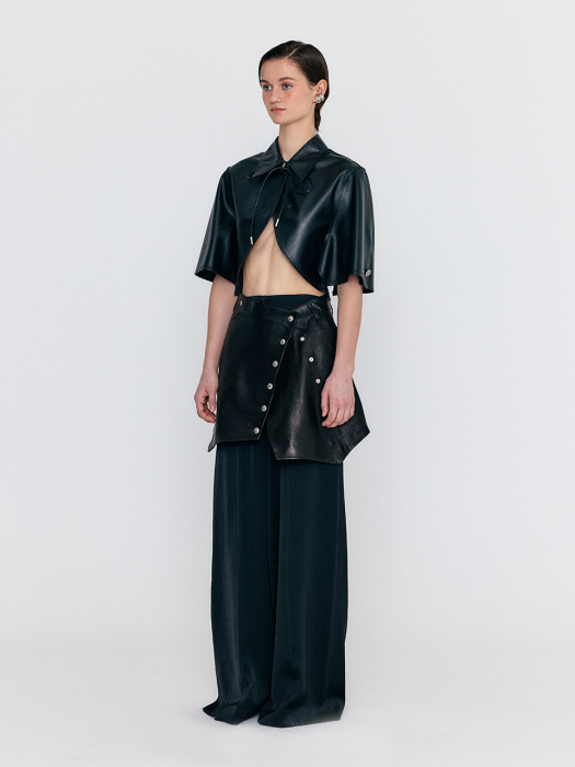 Eenk Wero Buttoned Leather Mini Skirt - Black