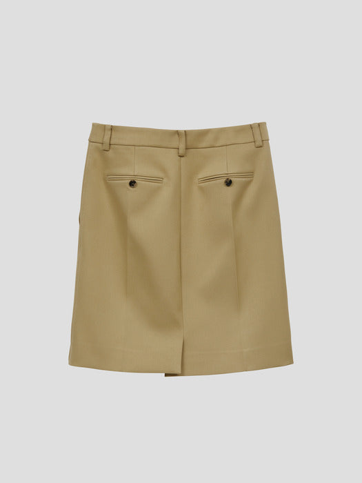 [recto] ROLL UP BUTTON DETAIL SKIRT (BUTTER BEIGE)