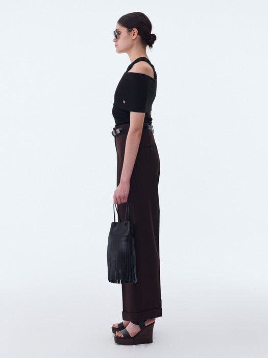 [recto] BELT DETAIL WIDE PANTS (VINTAGE BROWN)