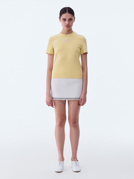 [recto] RC EMBROIDERY COTTON T-SHIRT (LEMON YELLOW)