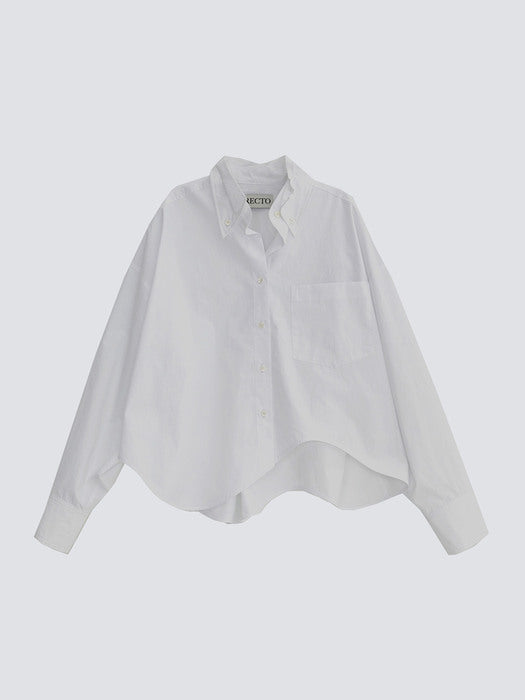 [recto] CUT OFF DETAIL COLLAR CROP OVER SHIRT (OFF WHITE)
