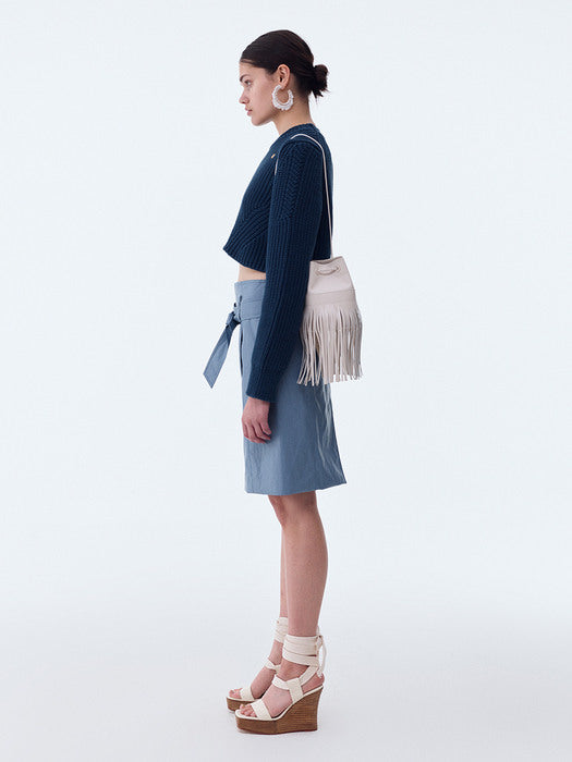 [recto] ROUND NECK COTTON KNIT CROP TOP (INK NAVY)