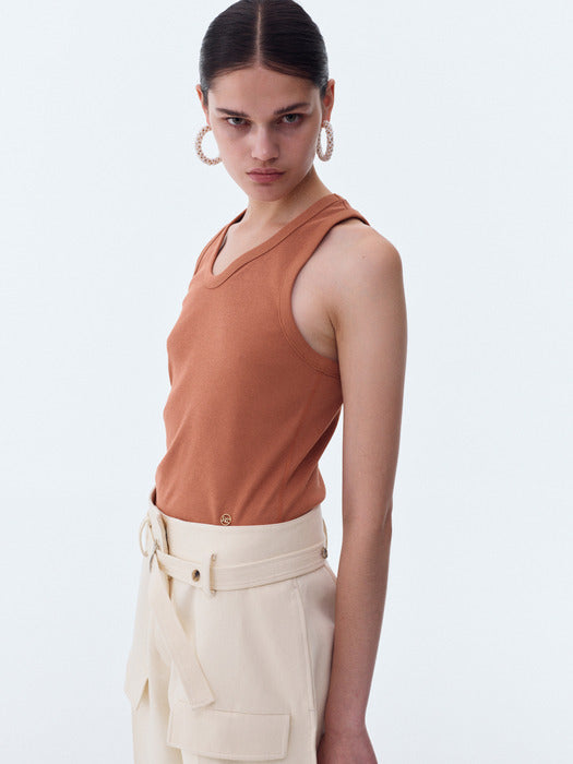 [recto] RC SIGNATURE CURVED NECK TANK TOP (DARK ORANGE)