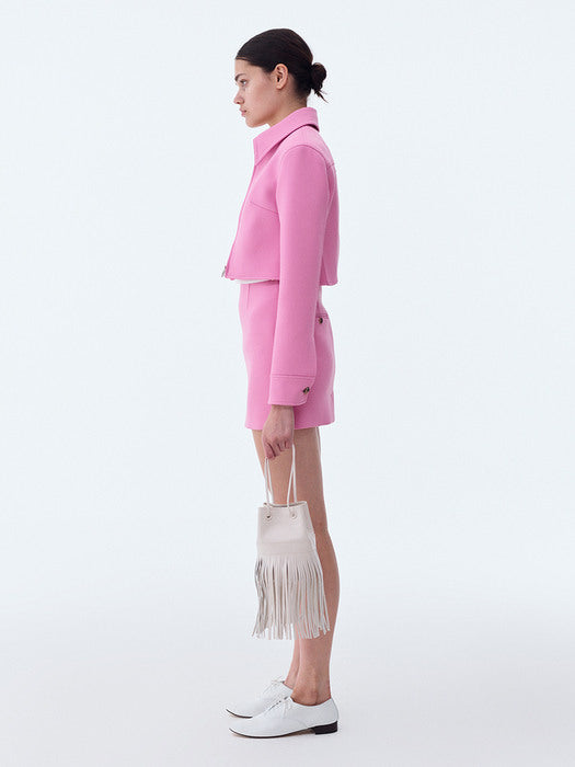 [recto] RC SIGNATURE DETAIL MICA CROP ZIP JACKET (PINK)