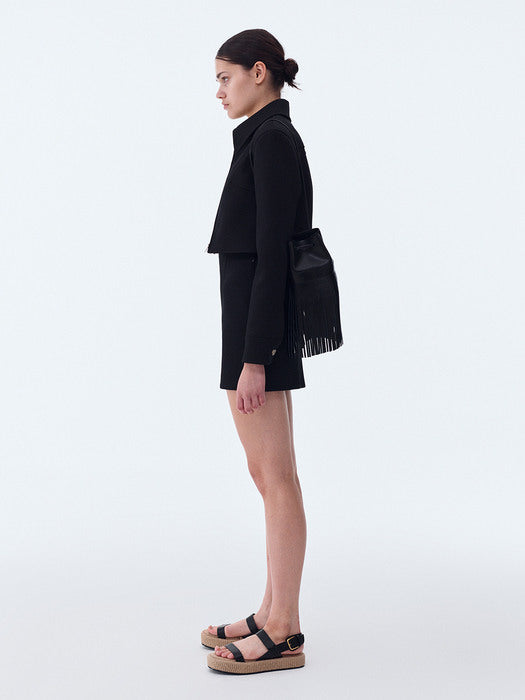 [recto] RC SIGNATURE DETAIL MICA CROP ZIP JACKET (BLACK)