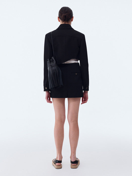 [recto] RC SIGNATURE DETAIL MICA CROP ZIP JACKET (BLACK)