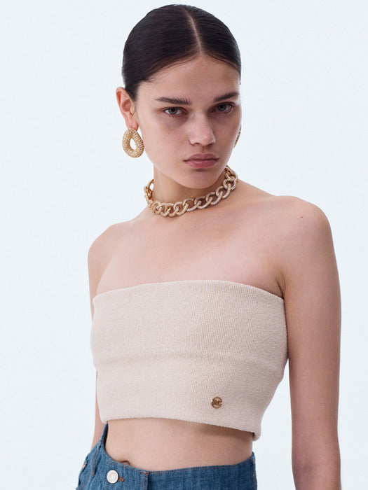 [recto] SIGNATURE LOGO TUBE TOP (LIGHT BEIGE)