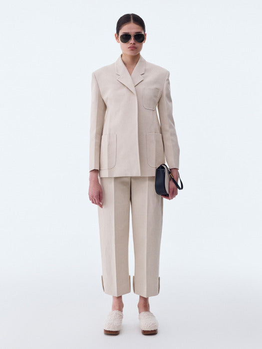 [recto] WAIST UP HEAVY COTTON HOURGLASS JACKET (ECRU)