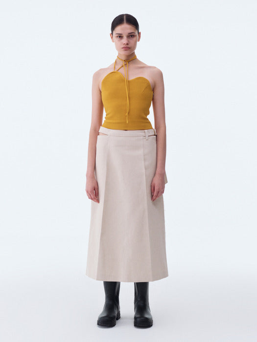 [recto] HEAVY COTTON LOW-RISE WAIST BELT SKIRT (ECRU)