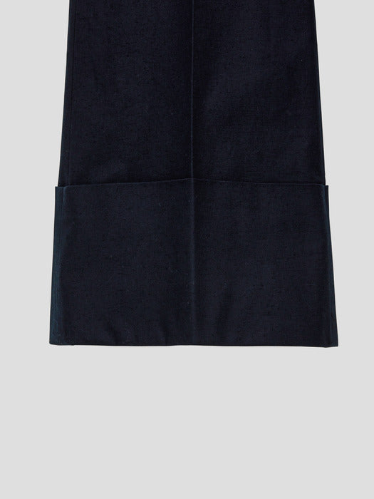 [recto] 70S BOHEMIAN BIG ROLL UP FLARE PANTS (NAVY)