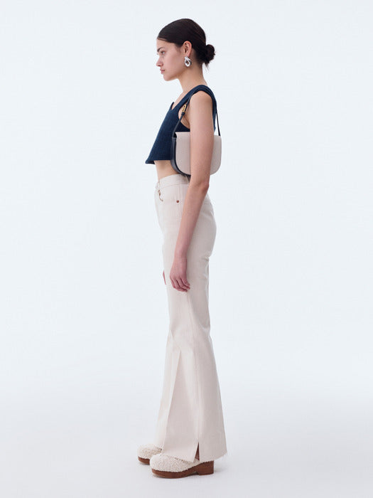 [recto] HEAVY COTTON HIGH-WAIST FLARE DENIM (ECRU)