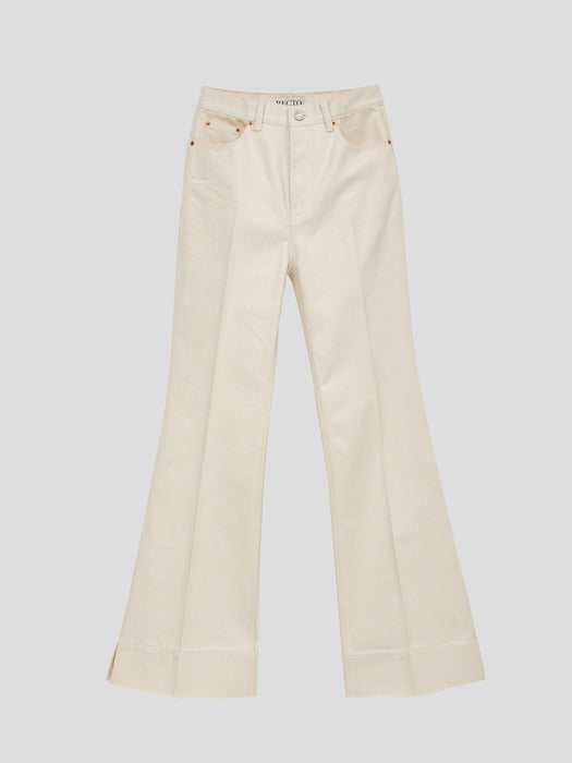 [recto] HEAVY COTTON HIGH-WAIST FLARE DENIM (ECRU)