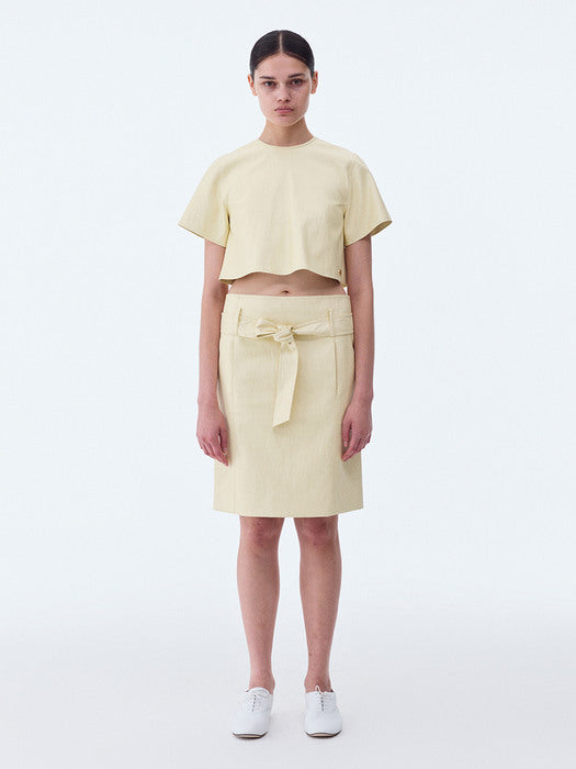 [recto] EXOTIQUE LOW RISE FAUX LEATHER SKIRT (LEMON)