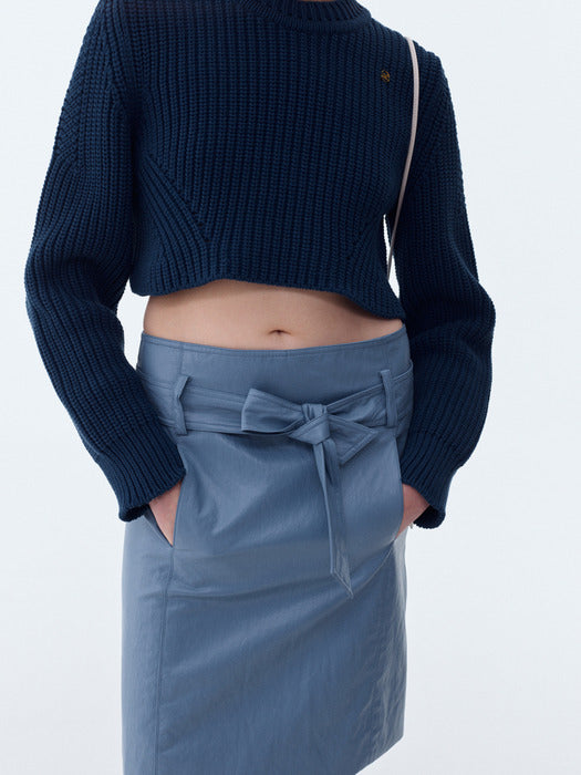 [recto] EXOTIQUE LOW RISE FAUX LEATHER SKIRT (PURPLE BLUE)