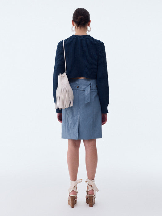 [recto] EXOTIQUE LOW RISE FAUX LEATHER SKIRT (PURPLE BLUE)