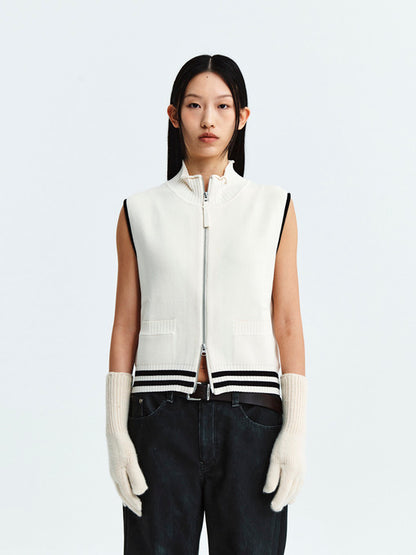 SPELL POINT STRIPE KNIT VEST IN IVORY