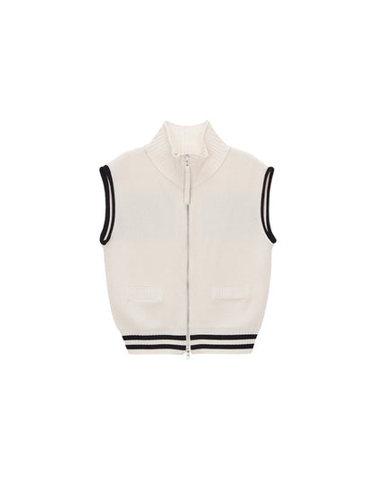 SPELL POINT STRIPE KNIT VEST IN IVORY