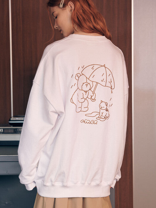 [ambler] Rainy Day Over fit Sweatshirt AMM1102 (White)