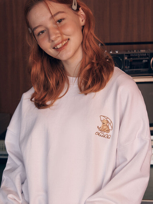 [ambler] Rainy Day Over fit Sweatshirt AMM1102 (White)