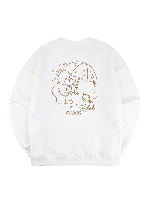 [ambler] Rainy Day Over fit Sweatshirt AMM1102 (White)