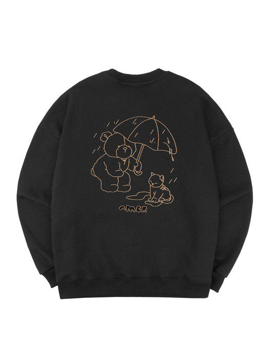 [ambler] Rainy Day Over fit Sweatshirt AMM1102 (Black)