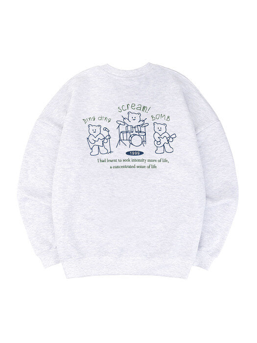 [ambler] Band Over fit Sweatshirt AMM1104 (White-melange)