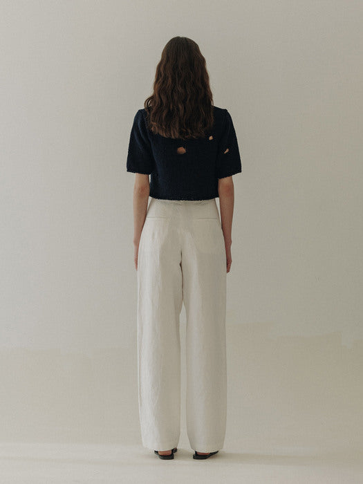 [moia] crop hole knit (navy)