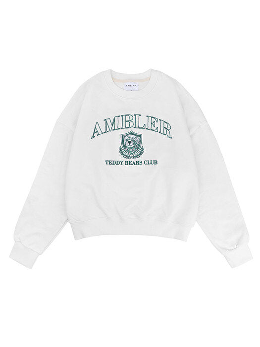 [ambler] BEARS CLUB Crop Sweatshirt AMC201 (White)