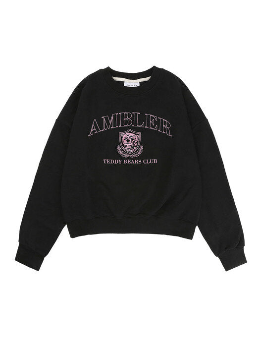[ambler] BEARS CLUB Crop Sweatshirt AMC201 (Black)