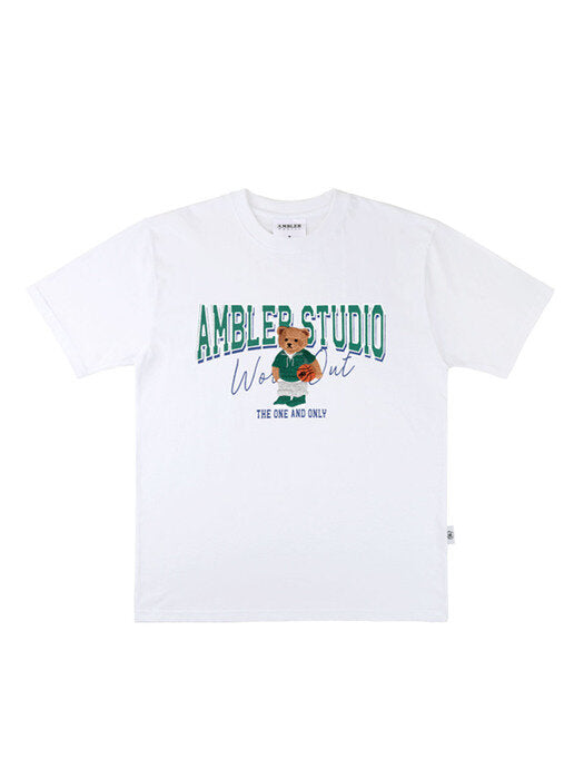[ambler] Basketball Bear Over fit T-Shirts AS1003 (White)