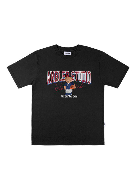 [ambler] Basketball Bear Over fit T-Shirts AS1003 (Black)